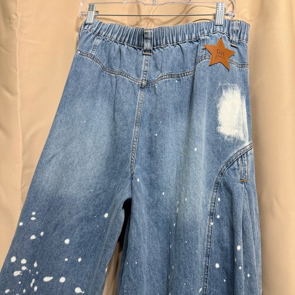 Oli & Hali Bleach Splatter Wide Leg Pleated Side Jeans - XL - EUC - Picture 16 of 16